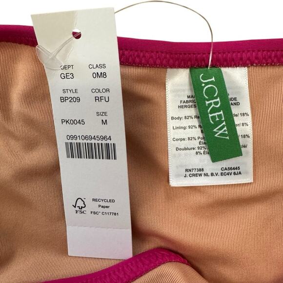 NWT J Crew Heritage 1989 High Leg Bikini Bottom Radiant Fuchsia Size M Medium - Picture 4 of 4